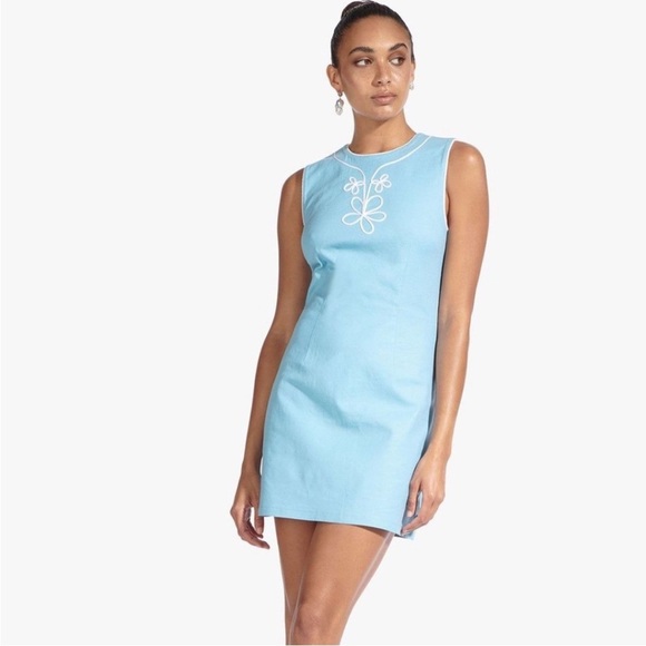 Staud Allison Linen Mini Dress Light Blue NWT - Picture 1 of 11